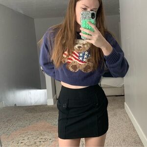 Vintage Bebe Black Mini Skirt with Button Detailing